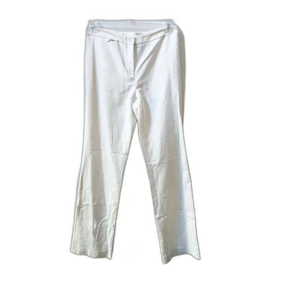 Yansi Fugel White Cotton Spandex Wide Leg Chino Pants Womens 6 Flat Front Mid - Picture 1 of 10